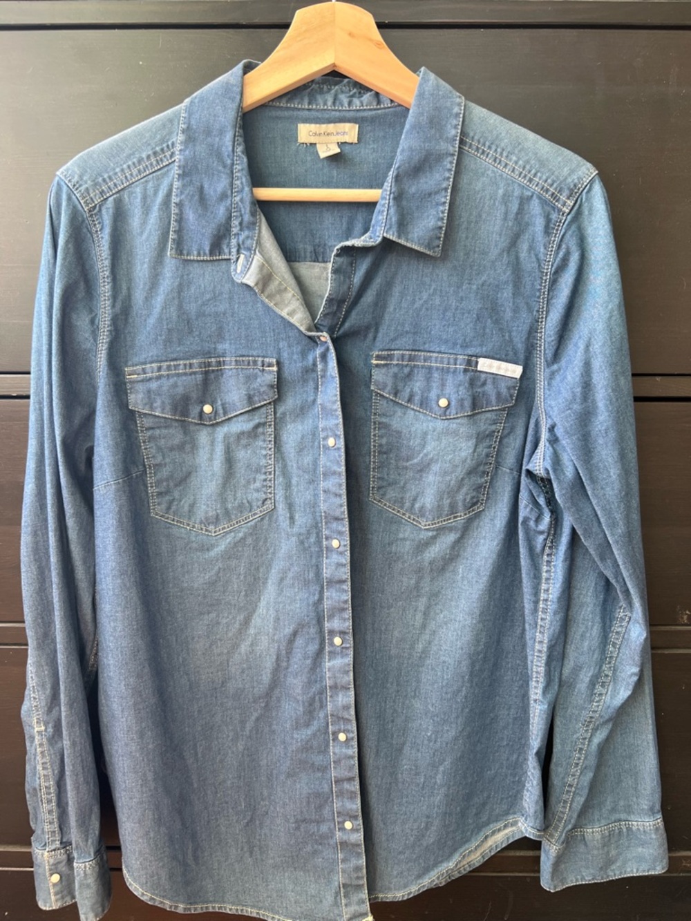 Calvin Klein Light Blue Denim Button-Up Shirt